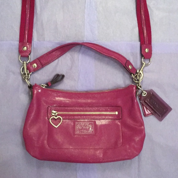 Coach Handbags - Coach Magenta Pink Heart Crossbody Shoulder Purse